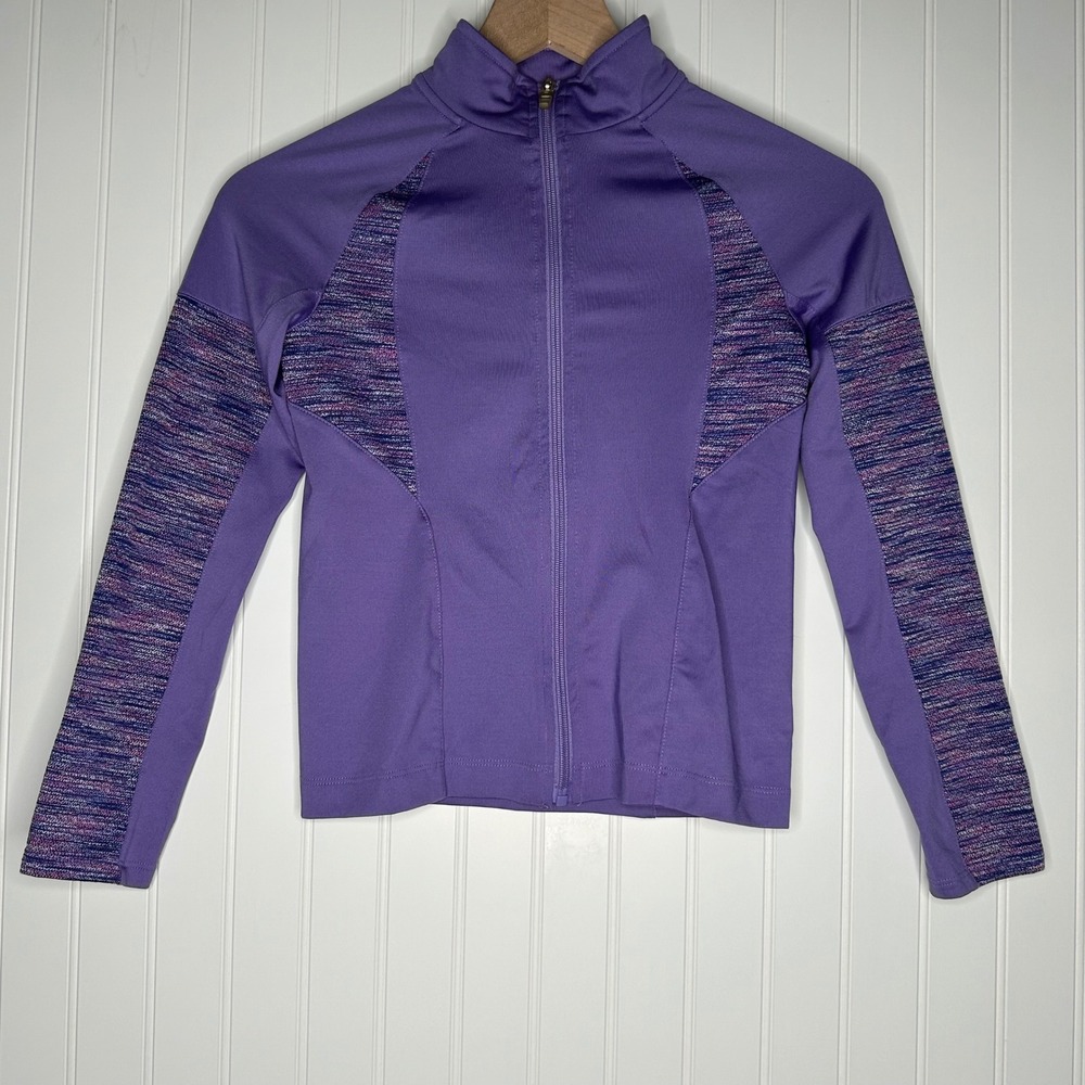 Champion C9 Girls Jacket M 7-8 Purple Space Dye Full Zip Athletic Activewear